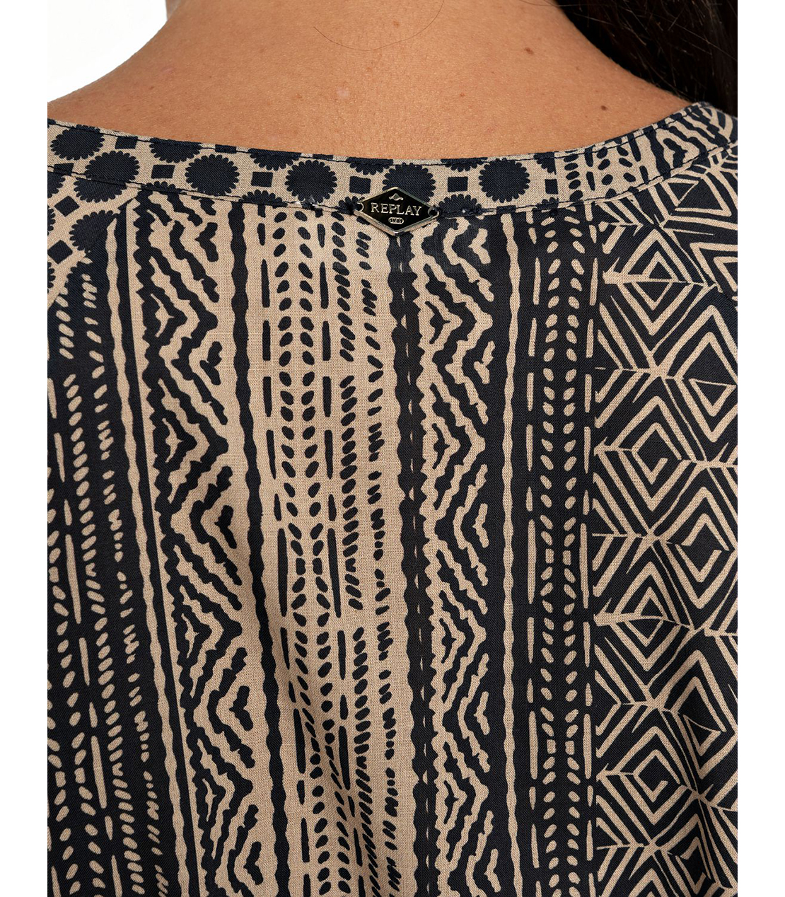 パッチワークプリント ロングドレス 詳細画像 ブラック/ベージュ 6